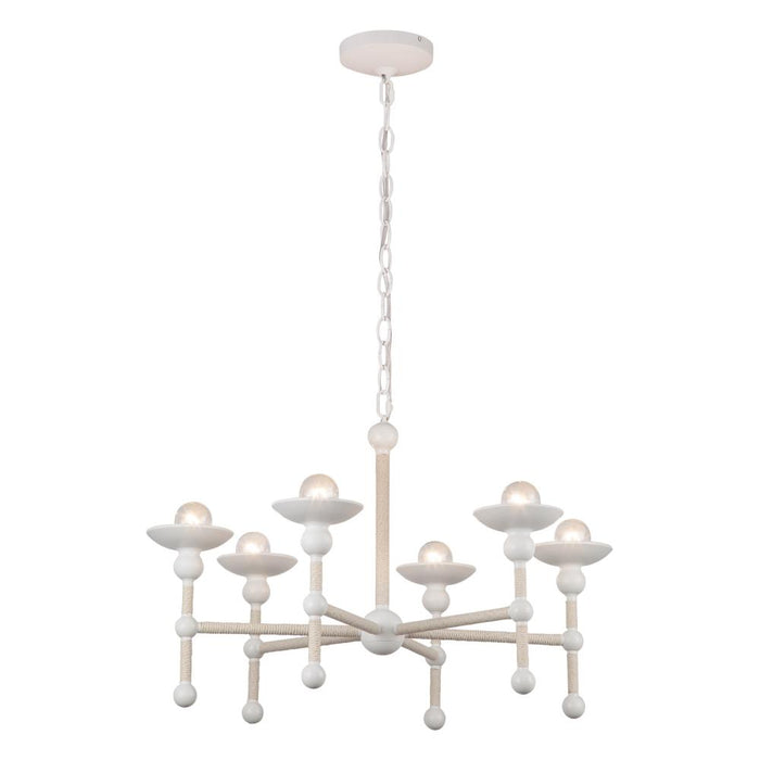 Nadine 25-in Matte White/cotton 6 Lights Chandeliers | CH343625MWCN