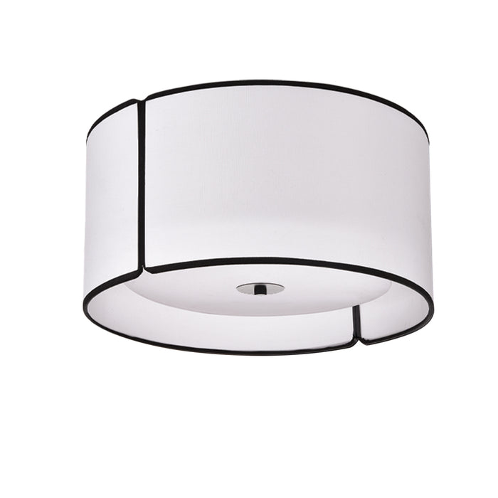  3 Light  Notched Drum Flush Mount Mb, Wh Shade & Diff | NDR-153FH-BK-WH