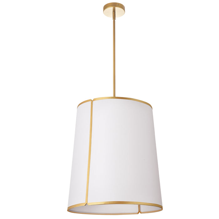  3 Light  Notched Pendant Gld, Wh Shade & Diff | NDR-183P-GLD-WH