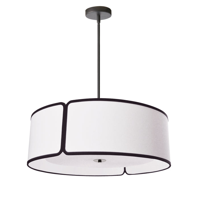  4 Light  Notched Drum Pendant Bk, Wh Shade & Diffuser | NDR-243P-BK-WH