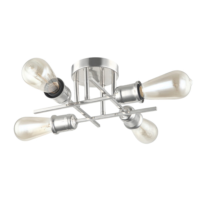  4 Light  Semi-flush Mount, Burnished Chrome Finish | NEB-184SF-BC