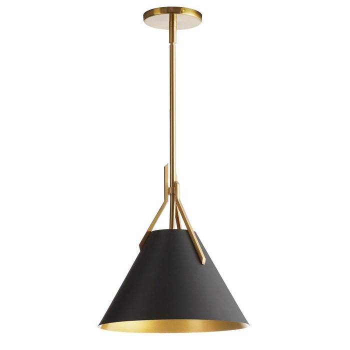1lt Incandescent Pendant, Agb W/ Bk Metal Shade | NIC-101P-AGB-BK