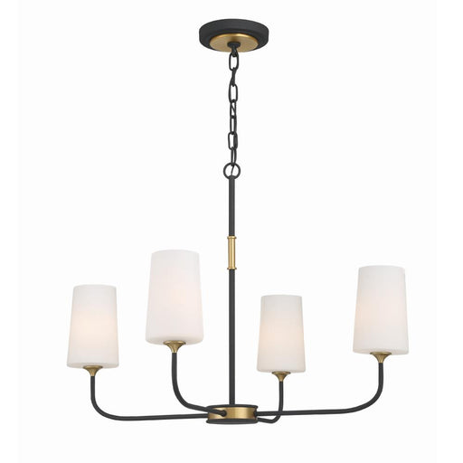 Crystorama Niles 4 Light Black Forged + Modern Gold Chandelier