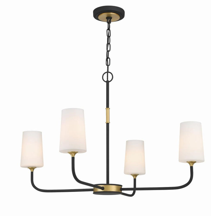 Crystorama Niles 4 Light Black Forged + Modern Gold Chandelier