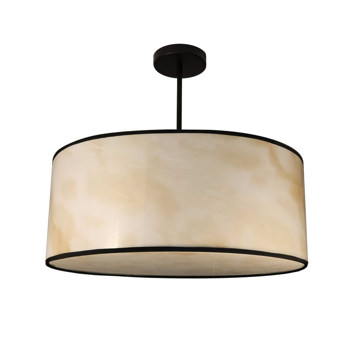 4 Light Incandescent Pendant, Matte Black W/marble Alabaster Shade | NNA-204P-MB-ALB