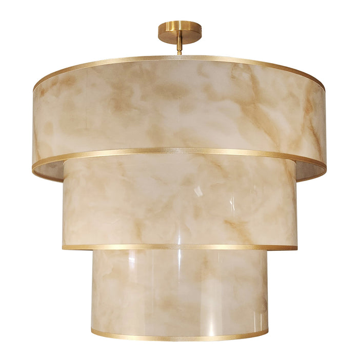 9 Light Incandescent Pendant, Aged Brass W/ Marble Alabaster | NNA-309P-AGB-ALB