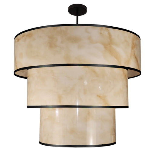 9 Light Incandescent Pendant, Matte Black W/marble Alabaster Shade | NNA-309P-MB-ALB