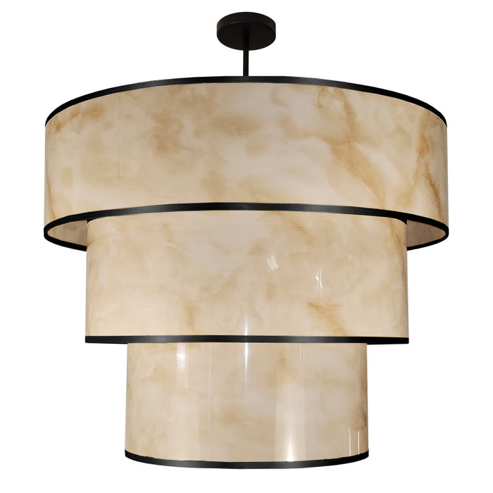 9 Light Incandescent Pendant, Matte Black W/marble Alabaster Shade | NNA-309P-MB-ALB