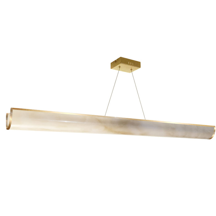 30w Horizontal Pendant, Aged Brass W/ Marble Alabaster Shade | NNA-5130LEDHP-AGB-AL