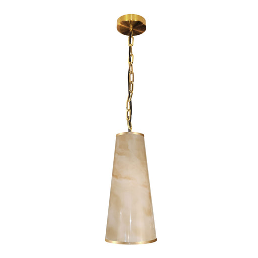 1 Light Incandescent Pendant, Aged Brass W/ Marble Alabaster Shade | NNA-71P-AGB-ALB
