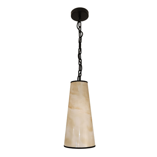 1 Light Incandescent Pendant, Matte Black W/marble Alabaster Shade | NNA-71P-MB-ALB