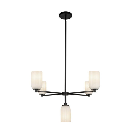 Nola 31-in Black/glossy Opal Glass 5 Lights Chandelier | CH57731-BK/GO