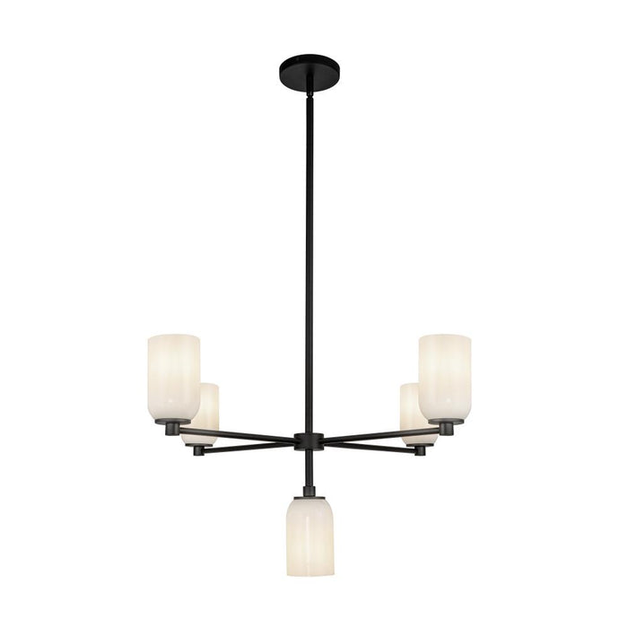 Nola 31-in Black/glossy Opal Glass 5 Lights Chandelier | CH57731-BK/GO