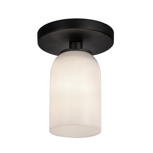 Nola 4-in Black/glossy Opal Glass 1 Light Semi-flush | SF57704-BK/GO