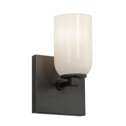 Nola 4-in Black/glossy Opal Glass 1 Light Wall Sconce | WS57704-BK/GO