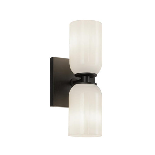 Nola 12-in Black/glossy Opal Glass 2 Lights Wall Sconce | WS57712-BK/GO