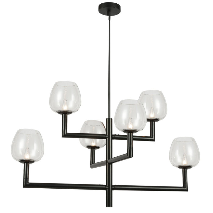  6 Light  Chandelier, Mb W/ Clr Glass | NOR-326C-MB-CLR