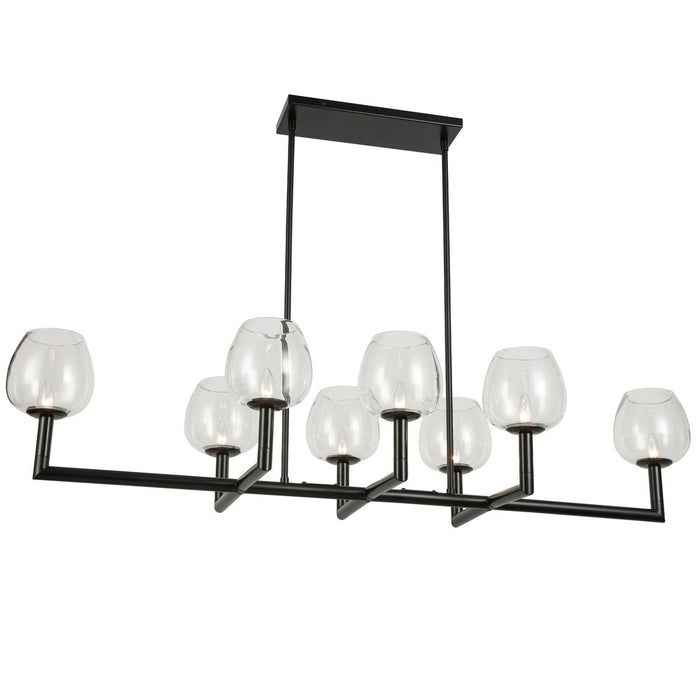  8 Light  Horizontal Chandelier, Mb W/ Clr Glas | NOR-478HC-MB-CLR