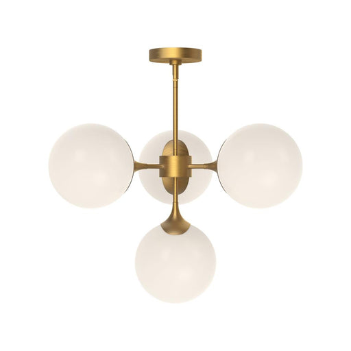 Nouveau 26-in Aged Gold/opal Matte Glass 4 Lights Chandeliers | CH505426AGOP