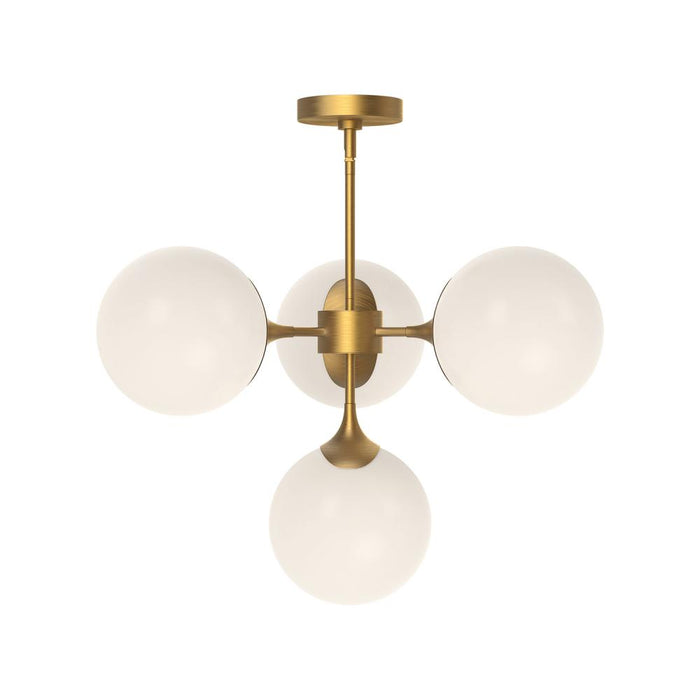 Nouveau 26-in Aged Gold/opal Matte Glass 4 Lights Chandeliers | CH505426AGOP