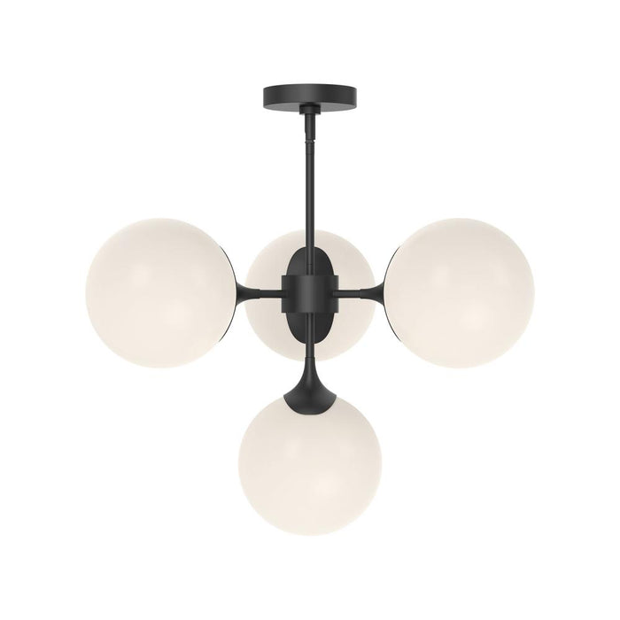 Alora Nouveau 26-in Matte Black/Opal Matte Glass 4 Lights Chandeliers