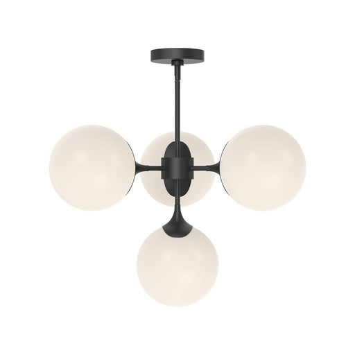 Nouveau 26-in Matte Black/opal Matte Glass 4 Lights Chandeliers | CH505426MBOP