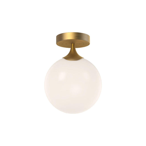 Nouveau 8-in Aged Gold/opal Matte Glass 1 Light Flush Mount | FM505108AGOP