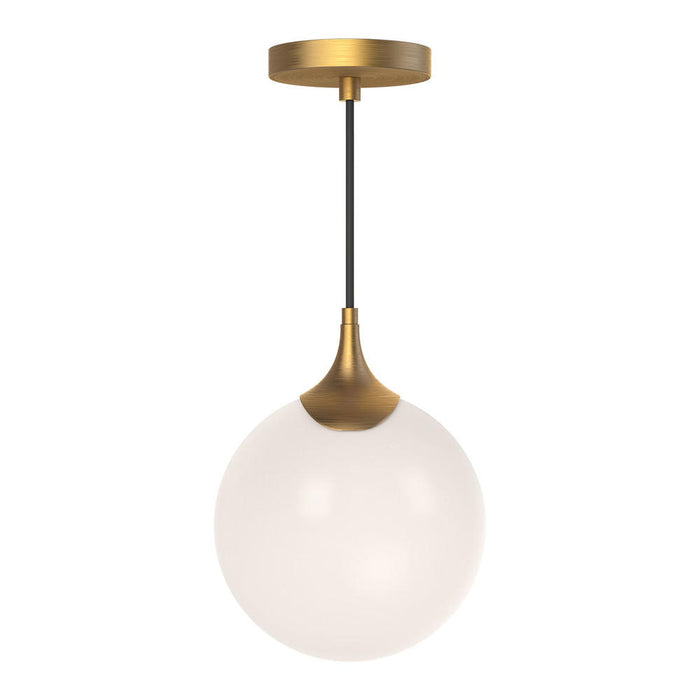 Alora Nouveau 8-in Aged Gold/Opal Matte Glass 1 Light Pendant