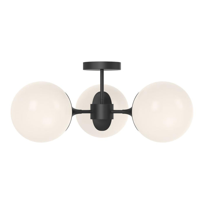 Alora Nouveau 26-in Matte Black/Opal Matte Glass 3 Lights Semi Flush Mount