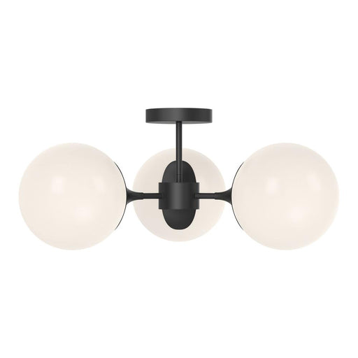 Nouveau 26-in Matte Black/opal Matte Glass 3 Lights Semi Flush Mount | SF505326MBOP