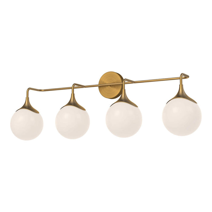 Nouveau 35-in Aged Gold/opal Matte Glass 4 Lights Vanity | VL505136AGOP