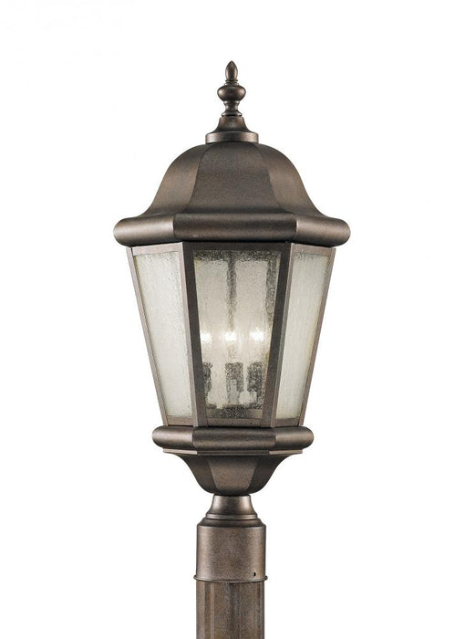 Generation Lighting Martinsville traditional 3-light outdoor exterior post lantern in corinthian bronze finish with clea | OL5907CB