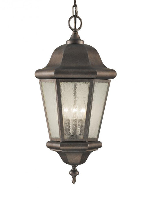 Generation Lighting Martinsville traditional 3-light LED outdoor exterior pendant lantern in corinthian bronze finish wi