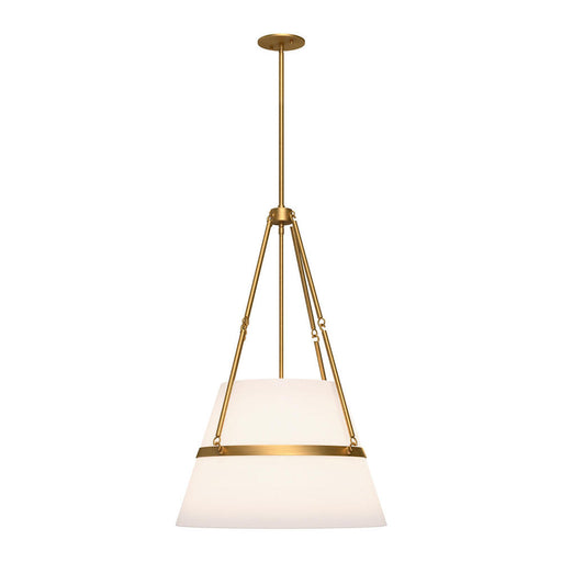 Oliver 18-in Aged Gold/white Linen 1 Light Pendant | PD546719AGWL