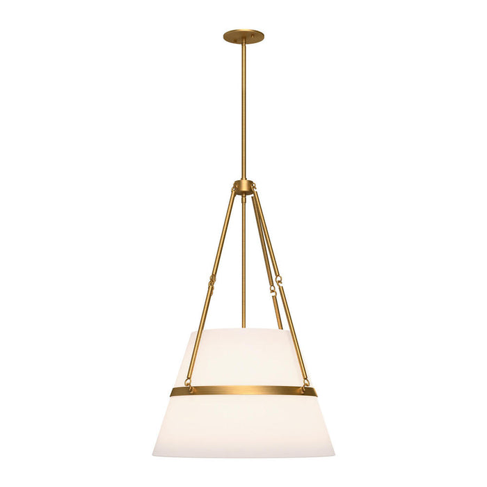 Oliver 18-in Aged Gold/white Linen 1 Light Pendant | PD546719AGWL