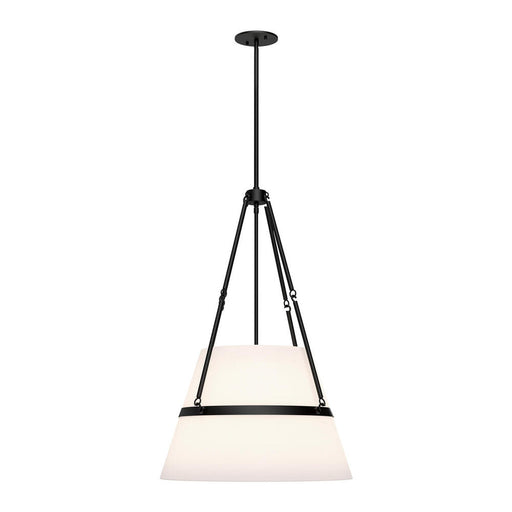 Oliver 18-in Matte Black/white Linen 1 Light Pendant | PD546719MBWL