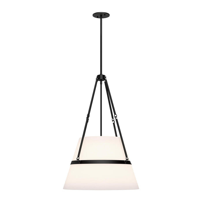 Oliver 18-in Matte Black/white Linen 1 Light Pendant | PD546719MBWL