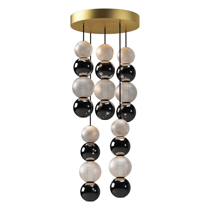 Onyx 5 Head Natural Brass Led Multi Pendant | MP321805NB