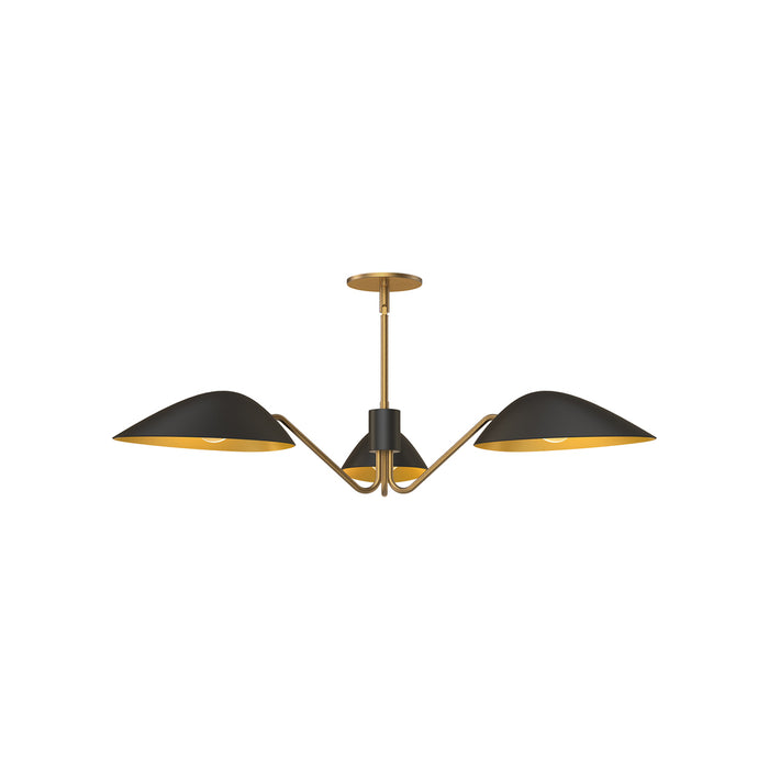 Oscar 36-in Aged Gold/matte Black 3 Lights Pendant | PD550336MBAG