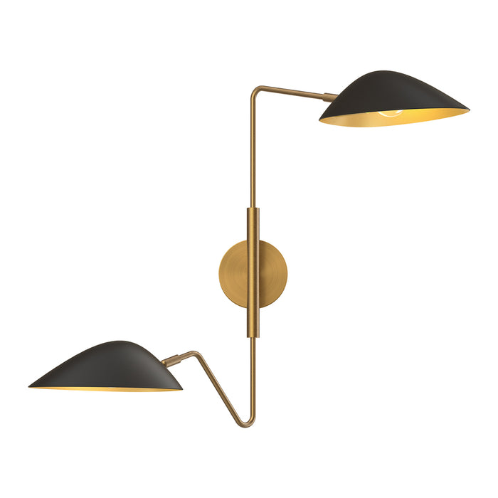 Oscar 6-in Aged Gold/matte Black 2 Lights Wall/vanity | WV550224MBAG