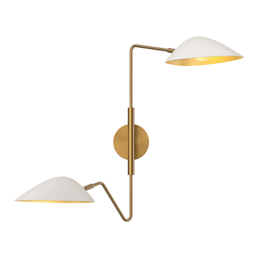 Alora Oscar 6-in Aged Gold/White 2 Lights Wall/Vanity