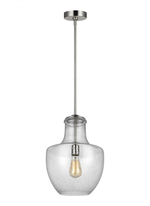 Visual Comfort & Co. Studio Collection Baylor contemporary 1-light indoor dimmable ceiling hanging single pendant light in satin nickel fin