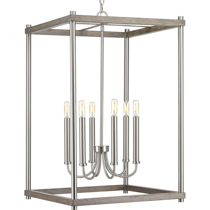 Progress Fontayne Collection Six-Light Brushed Nickel Farmhouse Pendant Light