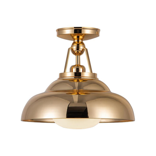 Alora Palmetto 12-in Polished Brass/Glossy Opal 1 Light Semi Flush Mount