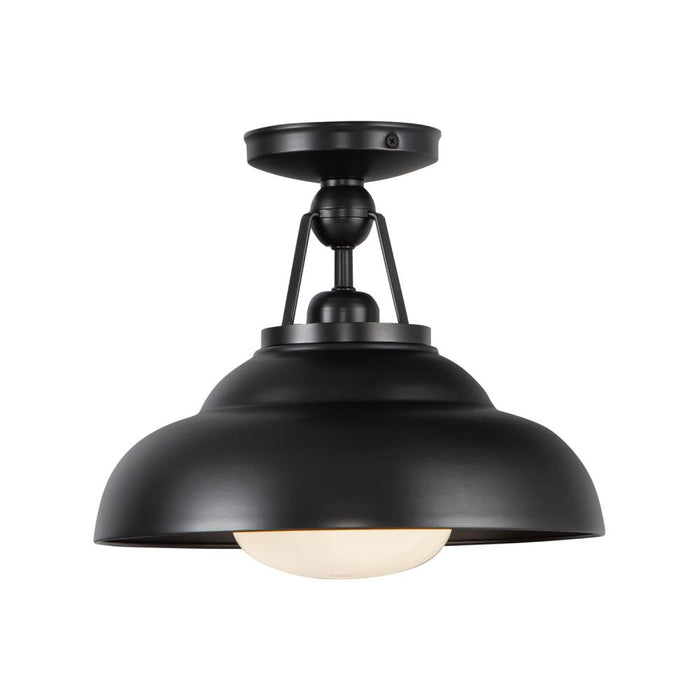 Palmetto 12-in Urban Bronze/glossy Opal 1 Light Semi Flush Mount | SF344012UBGO