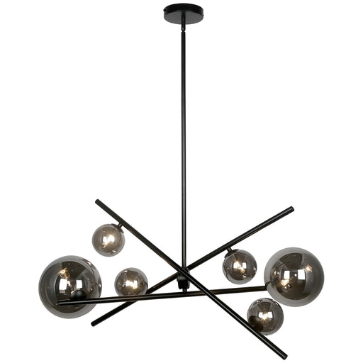  6 Light  Horz Pendant, Mb W/ Smoked Glass | PAM-276HP-MB