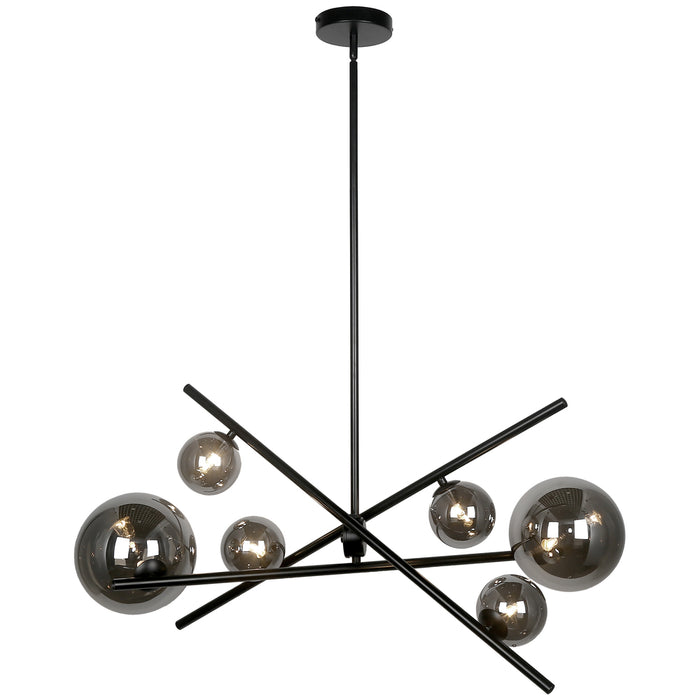  6 Light  Horz Pendant, Mb W/ Smoked Glass | PAM-276HP-MB