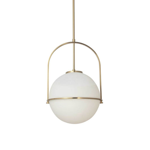 Dainolite 1 Light Incandescent Pendant, AGB with WH Opal Glass