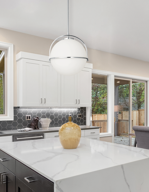 1lt Pendant, Pc W/ Wh Opal Glass | PAO-131P-PC