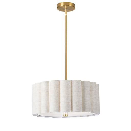 3 Light Agb Pendant W/ Flax Shade | PCA-163P-AGB-FX